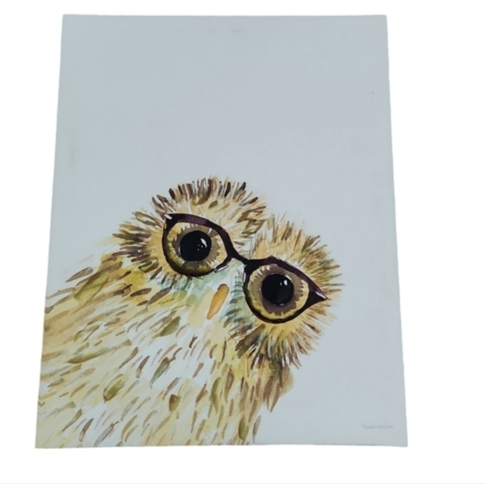 🦉 Owl in Glasses Canvas Wall Art by Mercedes Lopez Charro 11"×14" inches‎